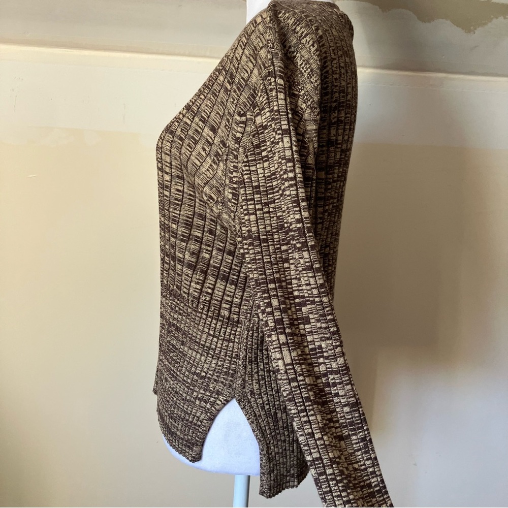 House of Harlow 1960 Brown Ribbed Knit Henley Button Up V neck Sweater size XL - Picture 6 of 9